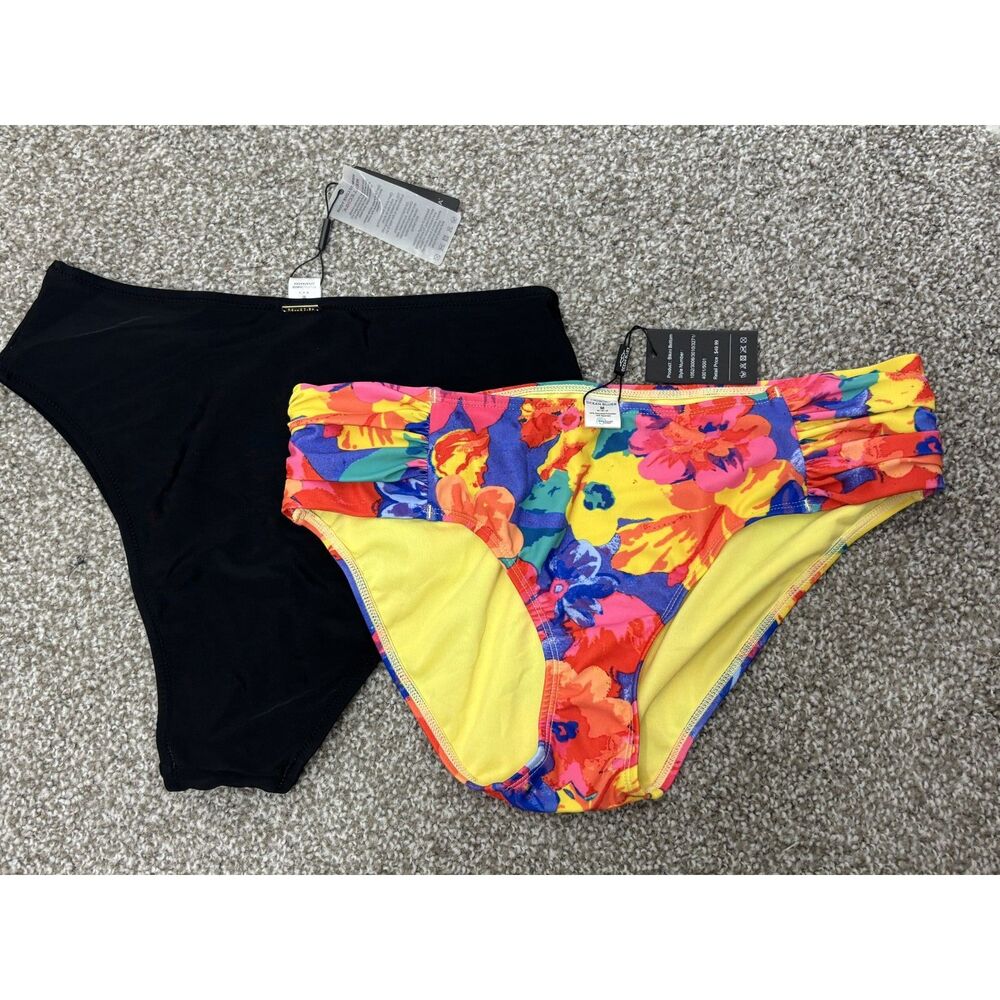 Relleciga & Ocean Blues Women's M Bikini Bottoms Bundle NWT Black Floral 2 Piece